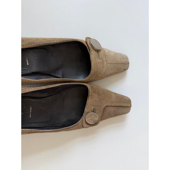 Prada Suede Leather Pointed Kitten Heels Womens Size 38.5 (US 8.5) Beige Vintage - Picture 9 of 13